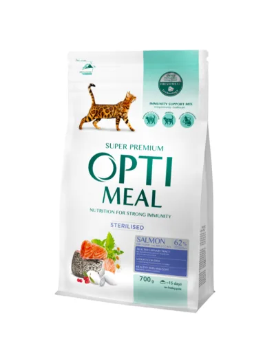 OptiMeal Premium Sterilised Łosoś 700g sucha karma dla kotów sterylizowanych