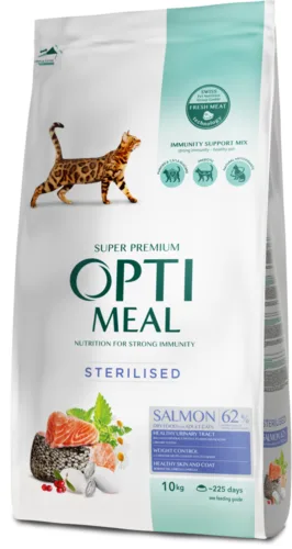 OptiMeal Premium Sterilised Łosoś 10kg sucha karma dla kotów sterylizowanych