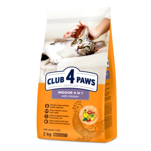 Club4Paws Premium Indoor 4 w 1 Kurczak 2kg sucha karma dla kotów dorosłych