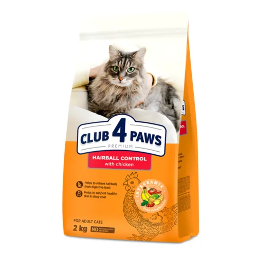 Club4Paws Premium Hairball Control Kurczak 2kg sucha karma dla kotów dorosłych