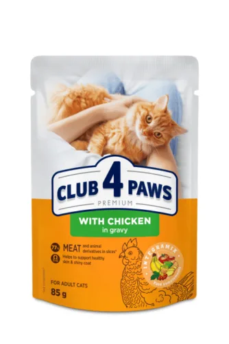 Club4Paws Premium z kurczakiem w sosie 85g mokra karma dla kotów dorosłych