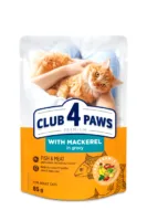 Club4Paws Premium z makrel膮 w sosie 85g mokra karma dla kot贸w doros艂ych