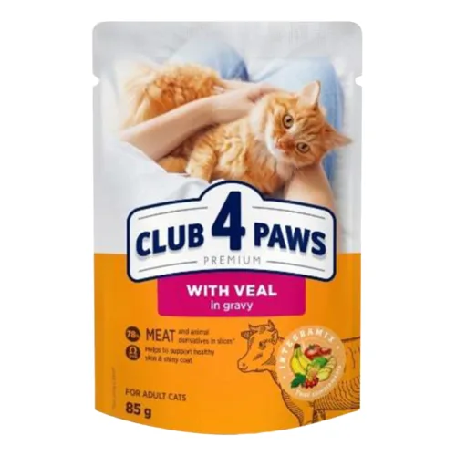 Club4Paws Premium z cielęciną w sosie 85g mokra karma dla kotów dorosłych