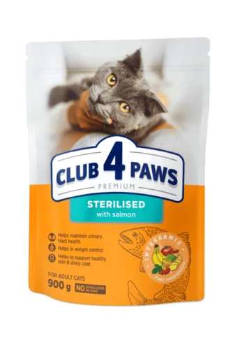 Club4Paws Premium Sterilised Łosoś 900g sucha karma dla kotów sterylizowanych