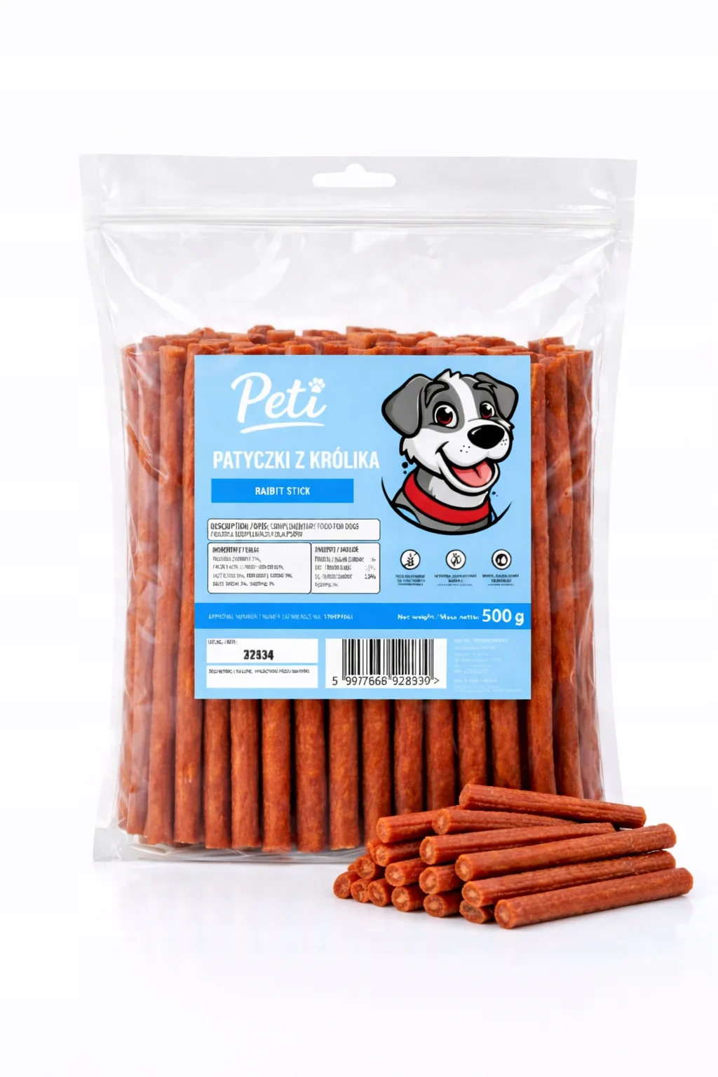 Petifood Patyczki z królika 500g przysmak dla psa