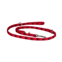 CHABA - Smycz taśma czerwona w czarne łapki 20mm
