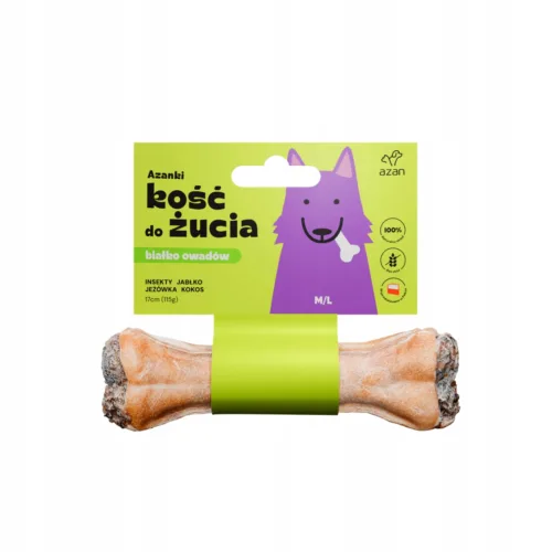 Azanki Kość do żucia M/L z insektami, jabłkiem, Jeżówką i kokosem