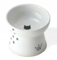 Necoichi Large miska dla kota na karmę porcelanowa podwyższona szeroka